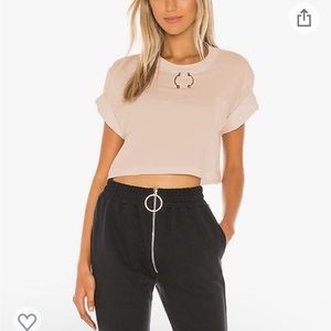 Jlcncue Nude Short Sleeve Crop Top L